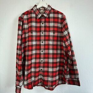 J.Crew Mens Mid-Weight Flannel Button Up Shirt Classic Fit Plaid Medium Red NWOT